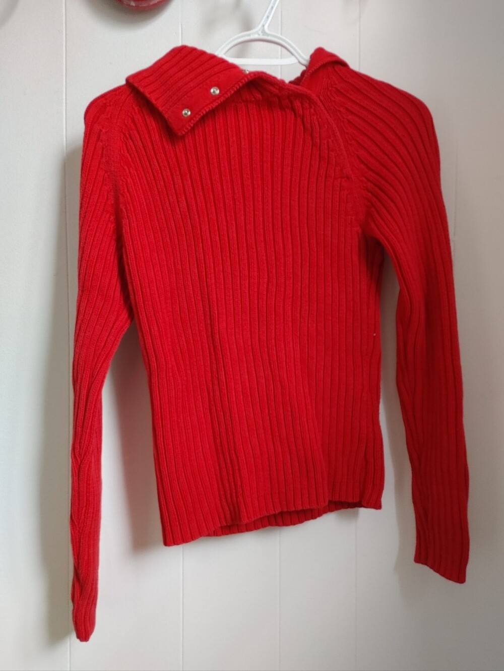 Smart Set Red Ribbed Snap-Collar Turtleneck Sweater